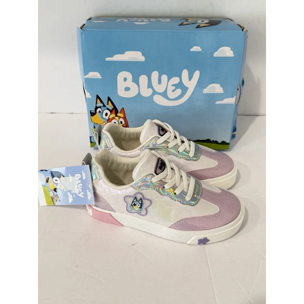 Bluey Toddler Shoes 10 Sneakers Girls Size Purple Shimmer Disney School Slip On